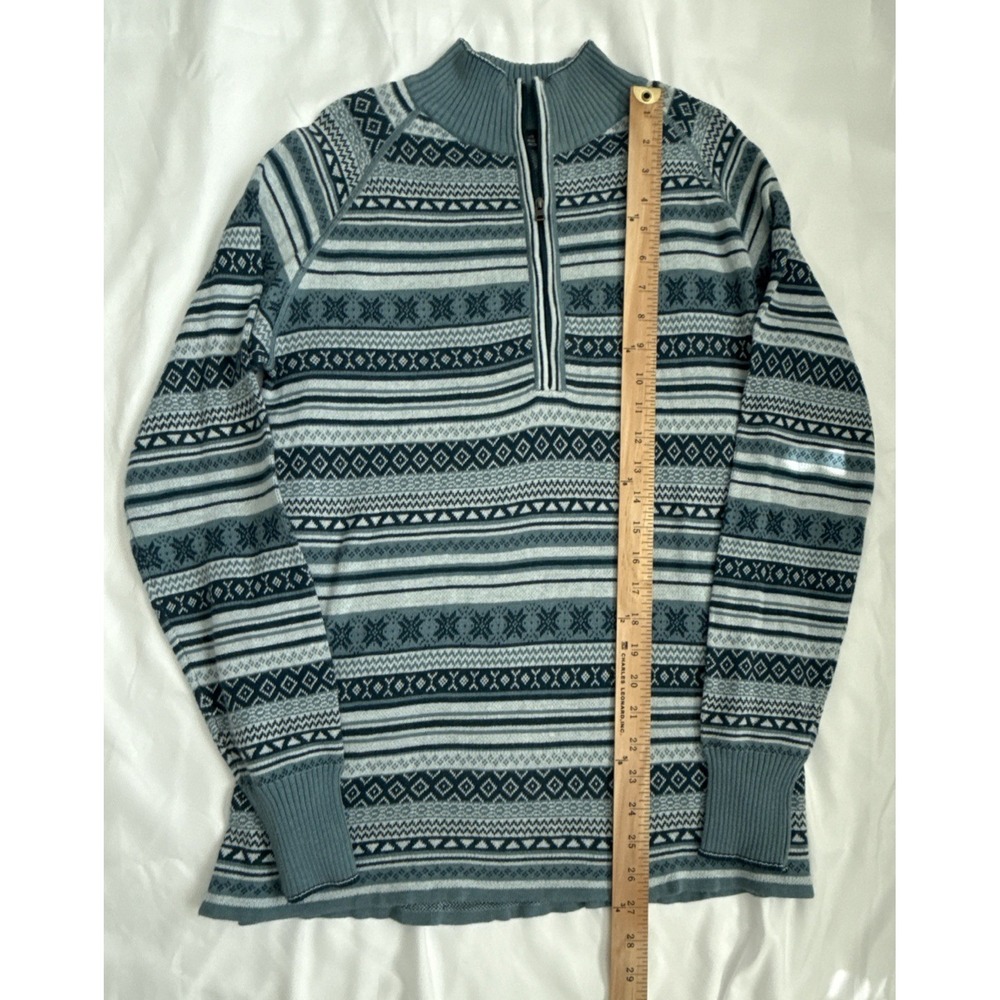 Eddie Bauer Sweater Women's M Fair Isle 1/2 Zip Sweater Ice Blues Combo MSRP $99 - Picture 3 of 6